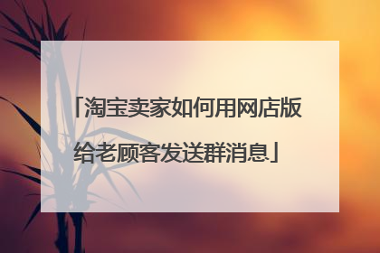 淘宝卖家如何用网店版给老顾客发送群消息
