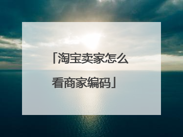 淘宝卖家怎么看商家编码