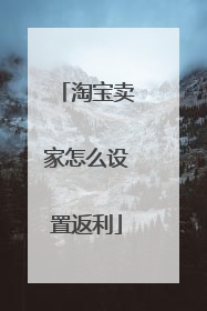 淘宝卖家怎么设置返利