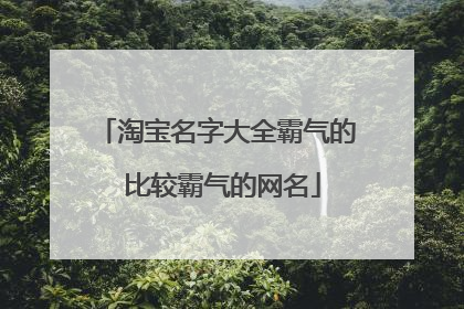 淘宝名字大全霸气的 比较霸气的网名