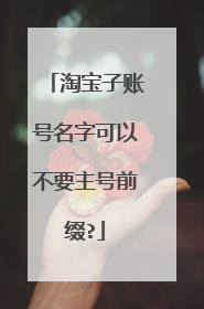 淘宝子账号名字可以不要主号前缀?