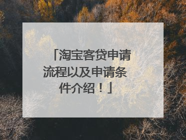 淘宝客贷申请流程以及申请条件介绍!