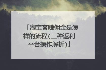 淘宝客赚佣金是怎样的流程(三种返利平台操作解析)