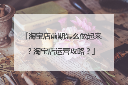 淘宝店前期怎么做起来？淘宝店运营攻略？