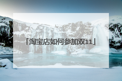 淘宝店如何参加双11