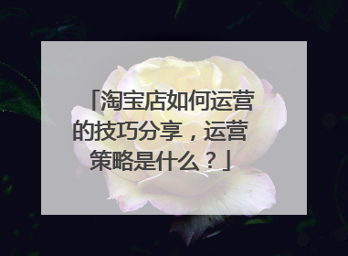 淘宝店如何运营的技巧分享，运营策略是什么？