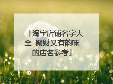 淘宝店铺名字大全 聚财又有韵味的店名参考