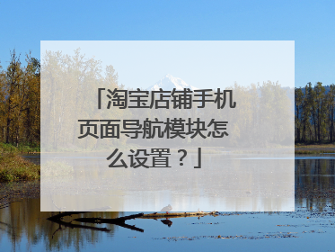淘宝店铺手机页面导航模块怎么设置?