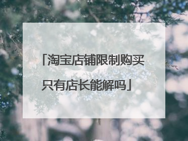 淘宝店铺限制购买只有店长能解吗
