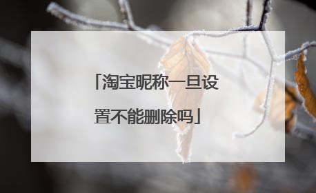 淘宝昵称一旦设置不能删除吗