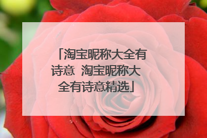 淘宝昵称大全有诗意 淘宝昵称大全有诗意精选