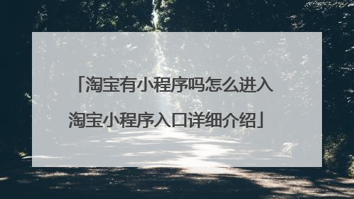淘宝有小程序吗怎么进入 淘宝小程序入口详细介绍