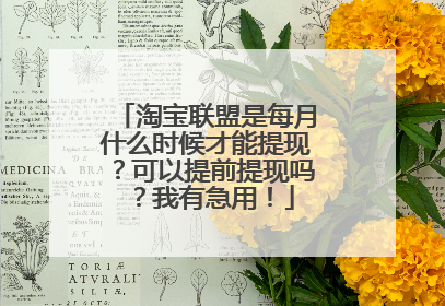 淘宝联盟是每月什么时候才能提现?可以提前提现吗?我有急用!