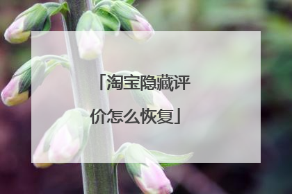 淘宝隐藏评价怎么恢复
