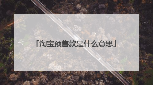 淘宝预售款是什么意思