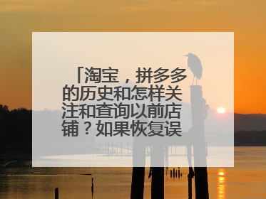 淘宝，拼多多的历史和怎样关注和查询以前店铺？如果恢复误删了的店铺？