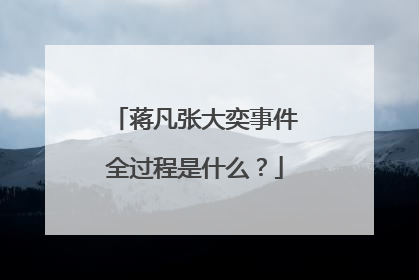 蒋凡张大奕事件全过程是什么?