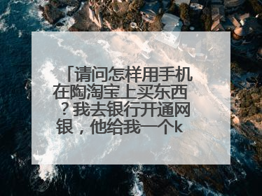 请问怎样用手机在陶淘宝上买东西？我去银行开通网银，他给我一个k宝...