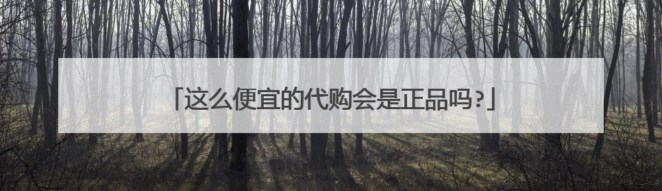 这么便宜的代购会是正品吗?