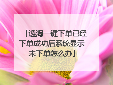 逸淘一键下单已经下单成功后系统显示未下单怎么办