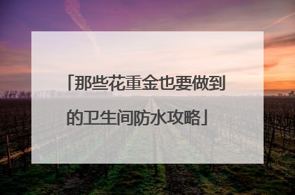那些花重金也要做到的卫生间防水攻略