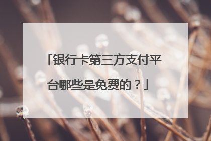 银行卡第三方支付平台哪些是免费的？
