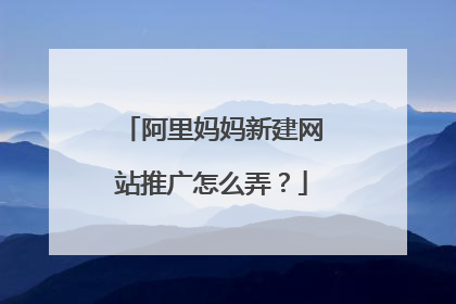 阿里妈妈新建网站推广怎么弄?
