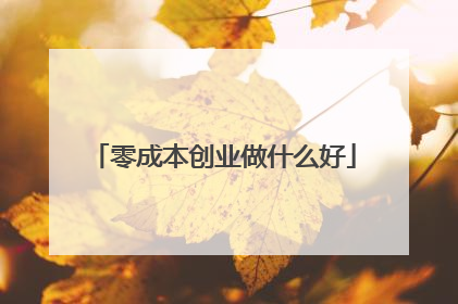 零成本创业做什么好