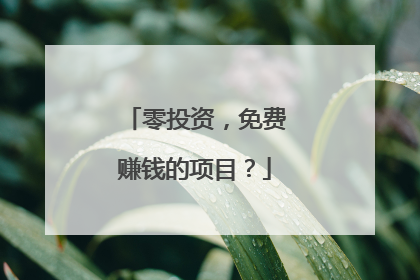 零投资，免费赚钱的项目？