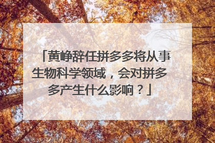黄峥辞任拼多多将从事生物科学领域,会对拼多多产生什么影响?