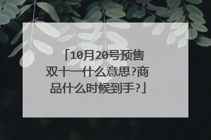 10月20号预售双十一什么意思?商品什么时候到手?