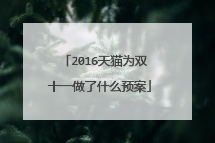 2016天猫为双十一做了什么预案
