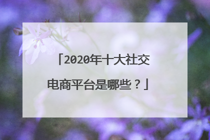 2020年十大社交电商平台是哪些？