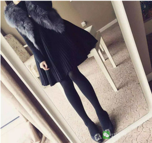 韩国代购秋冬季中长款针织毛衣女娃娃套头百褶蓬蓬a字连衣裙加厚