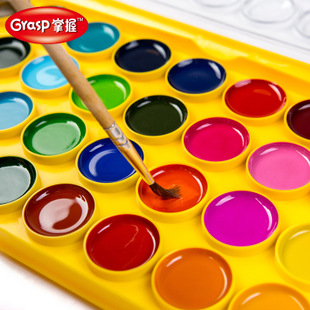 掌握水彩颜料 固体36色 可水洗绘画粉饼儿童 水彩颜料 透明套装